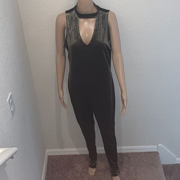 Velvet Green Jumpsuit  - Picture 1 of 11